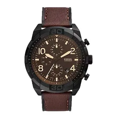 Fossil Bronson Chronograph Dark Brown Dial Brown Leather Strap (FS5875)