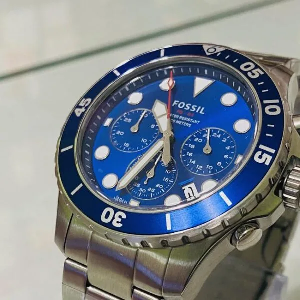Fossil Blue Dial Stainless Steel Chronograph (FS5724)